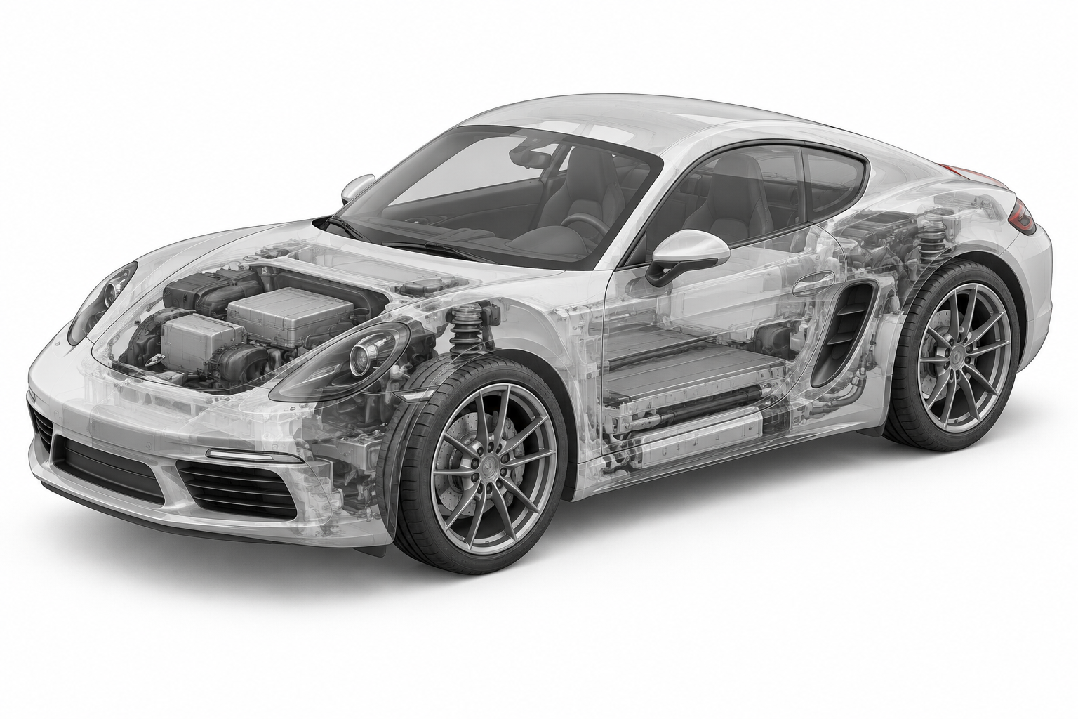 Przekrój modelu Porsche 718 Cayman.