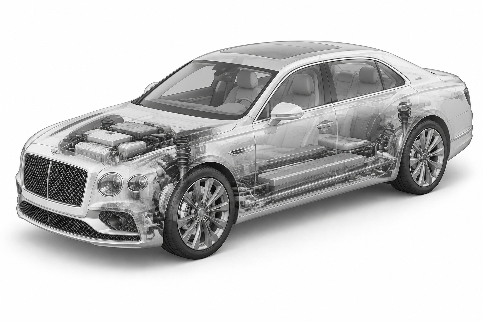 Przekrój modelu Bentley Continental Flying Spur.