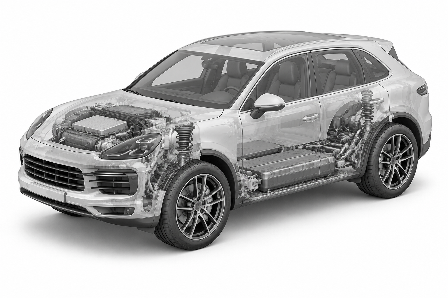 Przekrój modelu Porsche Cayenne S.