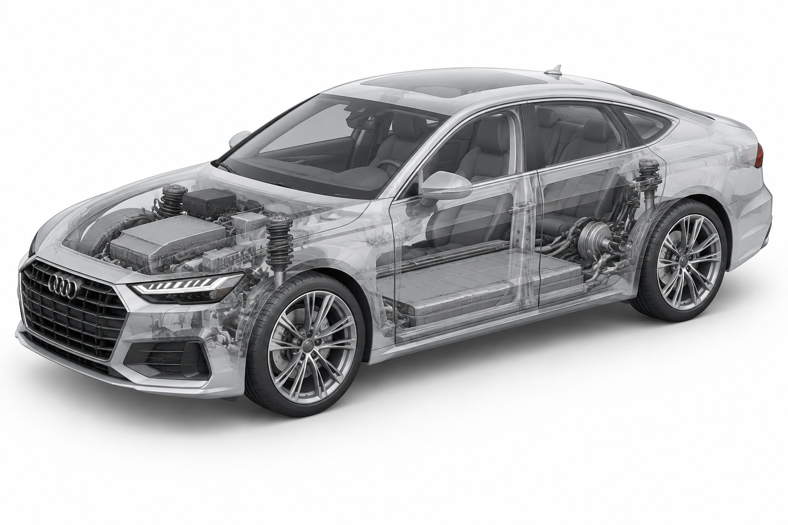 Przekrój modelu Audi A7.