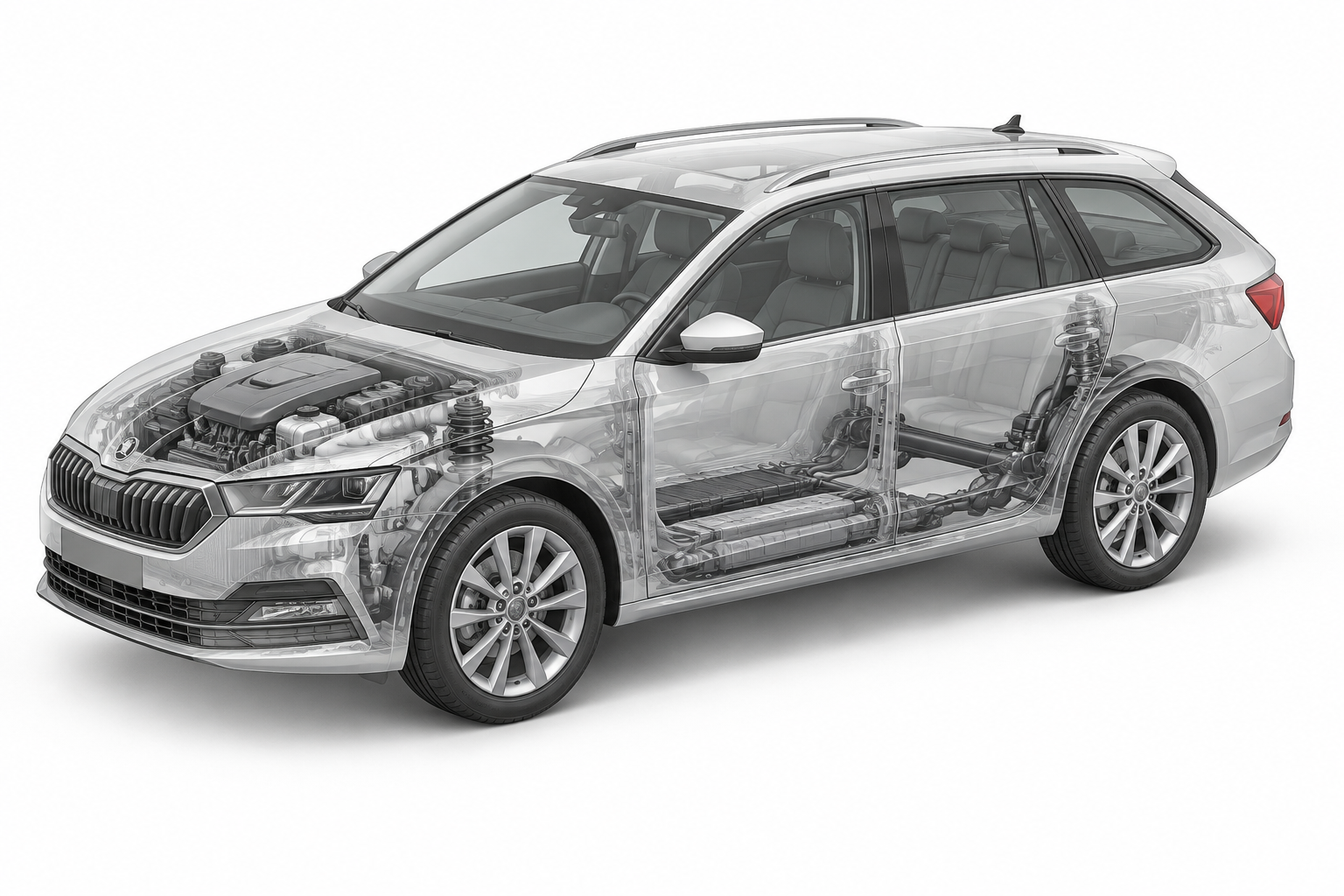 Przekrój modelu Škoda Octavia Combi.