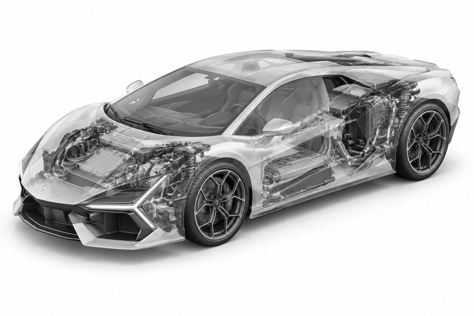 Przekrój modelu Lamborghini Revuelto.