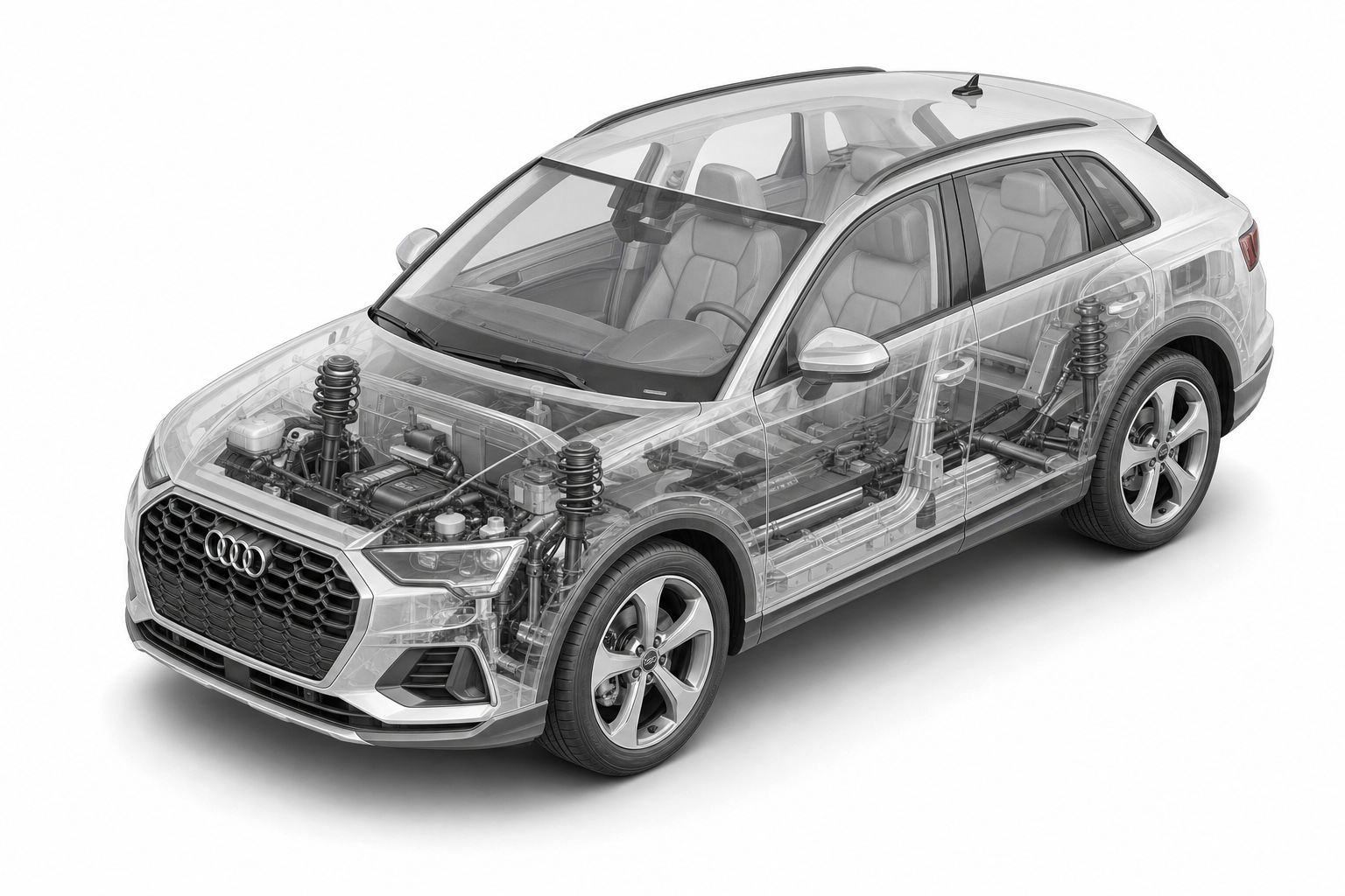 Przekrój modelu Audi Q3.