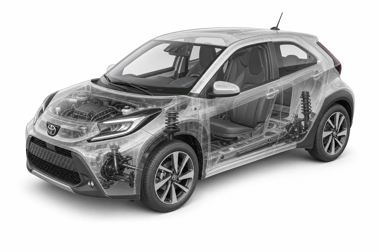 Przekrój modelu Toyota Aygo X.