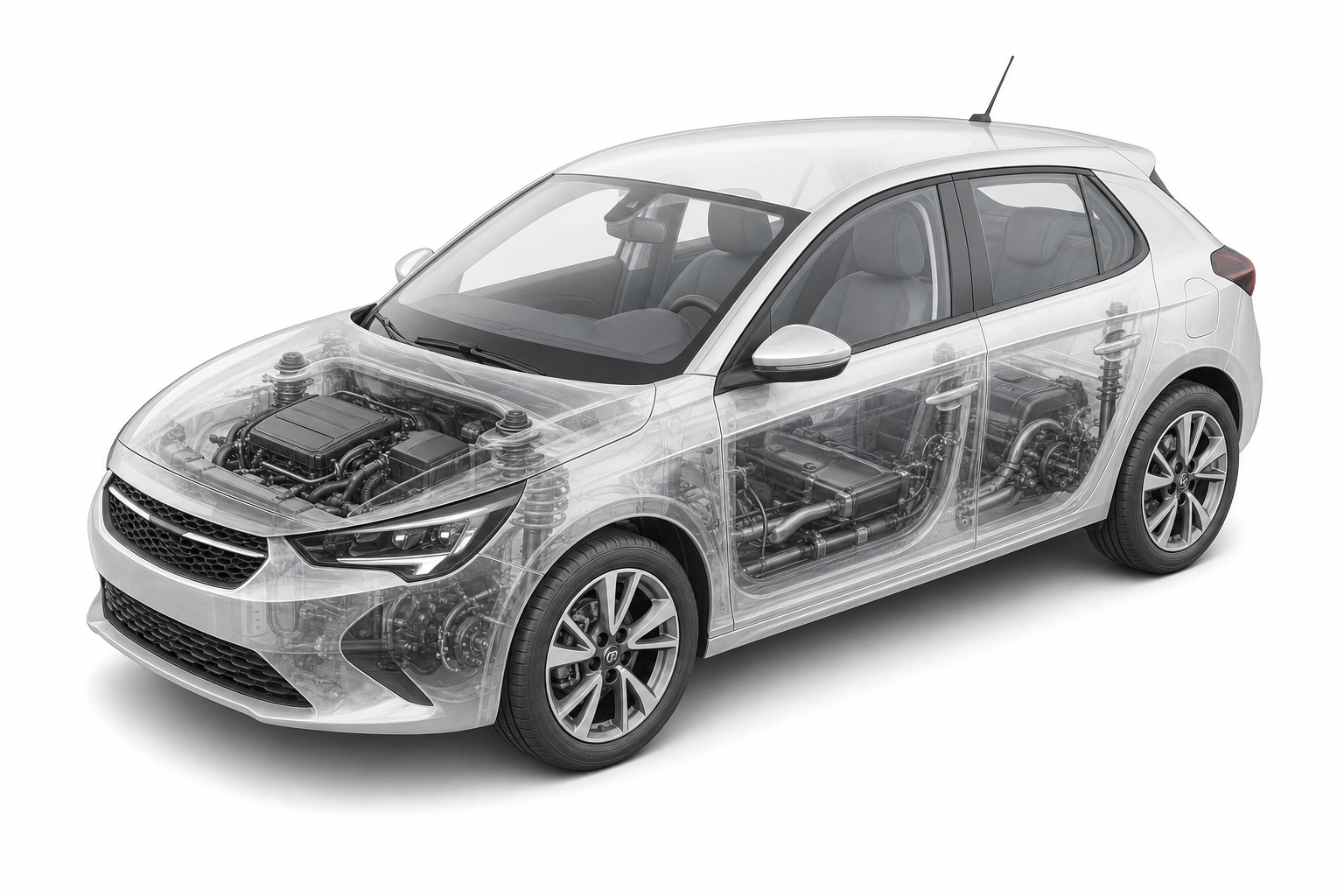 Przekrój modelu Opel Corsa.