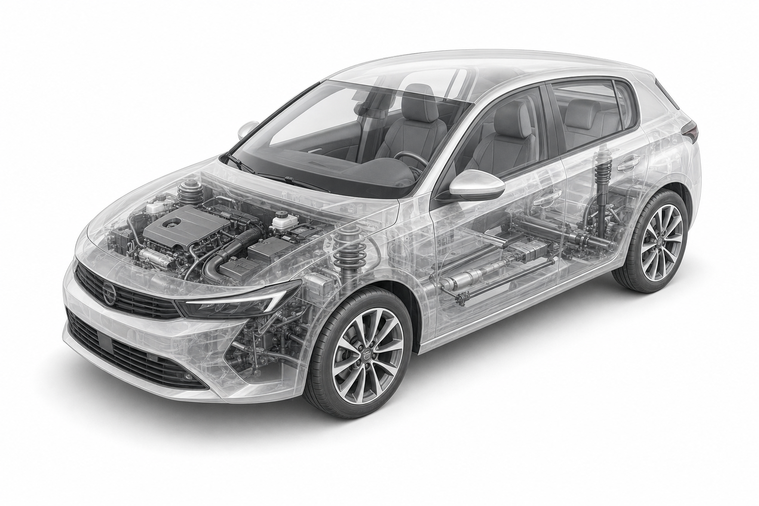 Przekrój modelu Opel Astra.