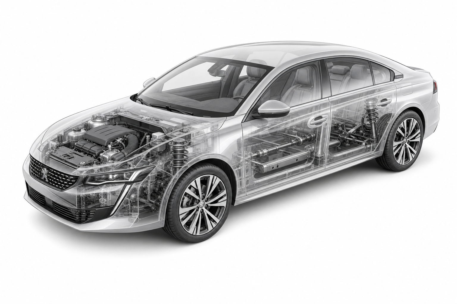 Przekrój modelu Peugeot 508.