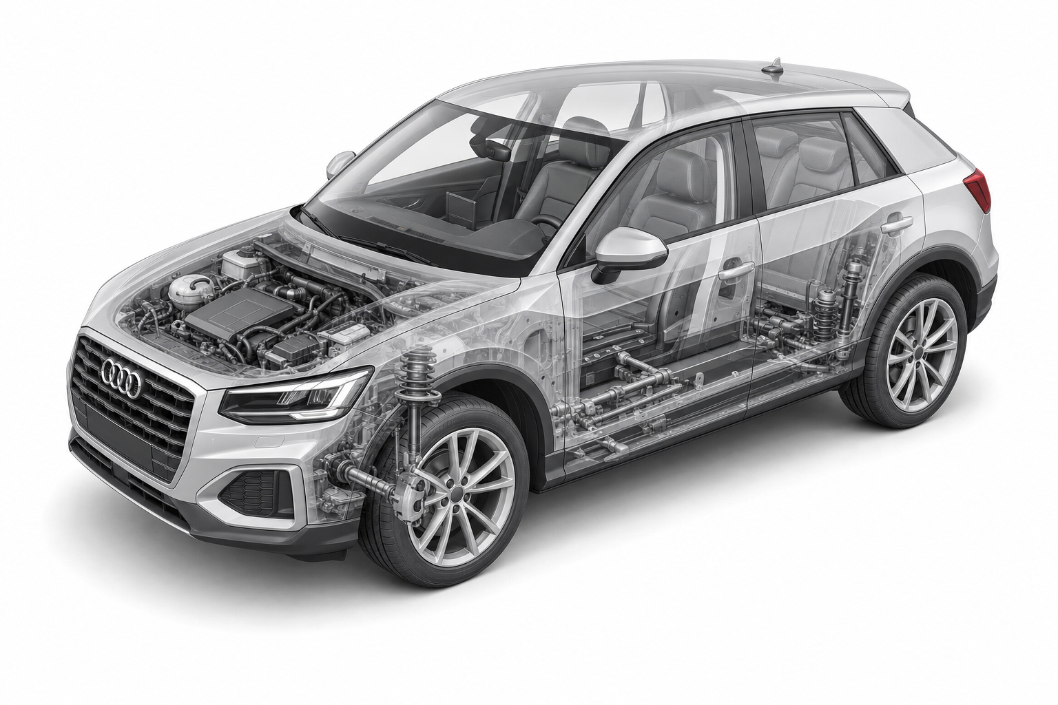 Przekrój modelu Audi Q2.