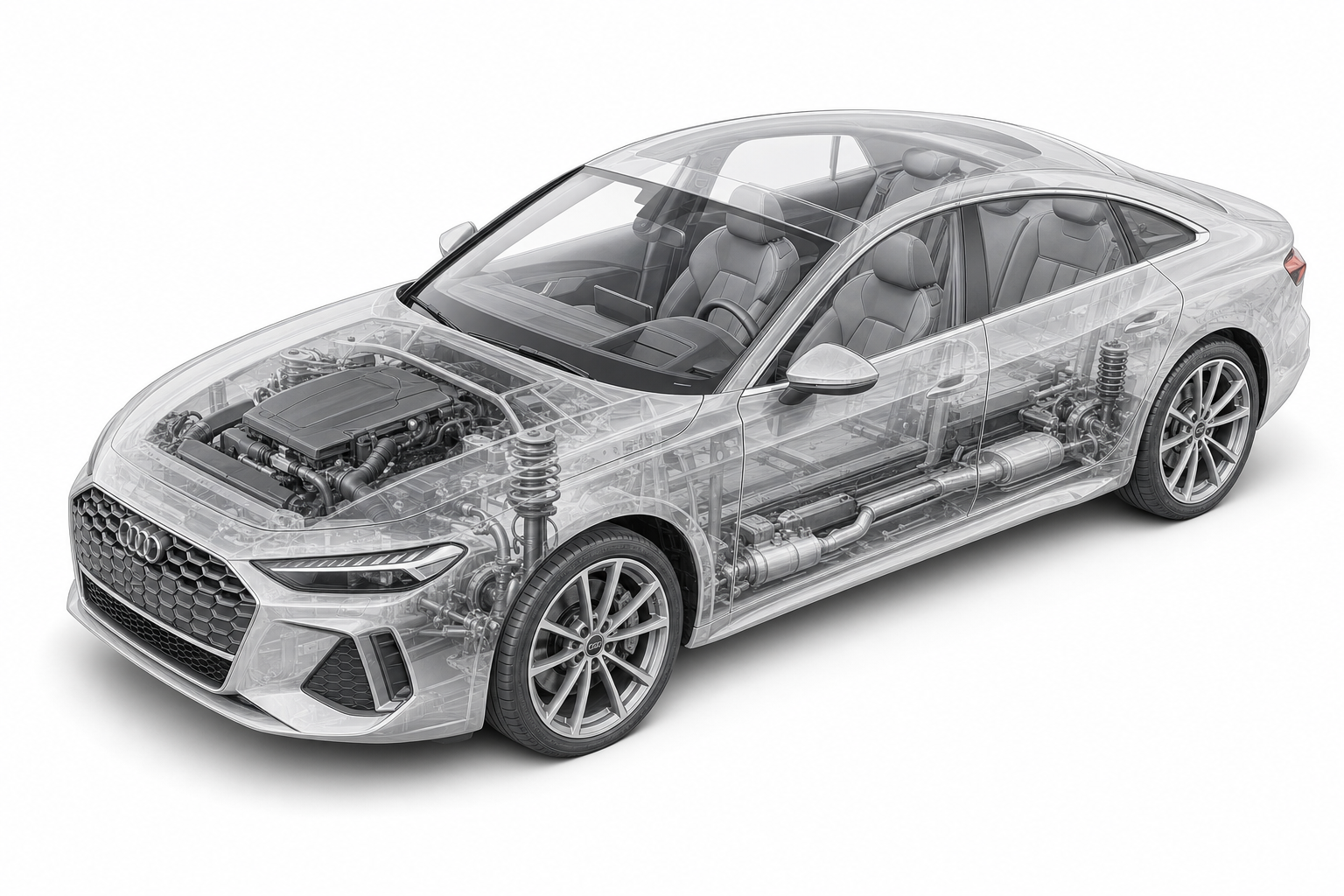 Przekrój modelu Audi A5 Limousine.