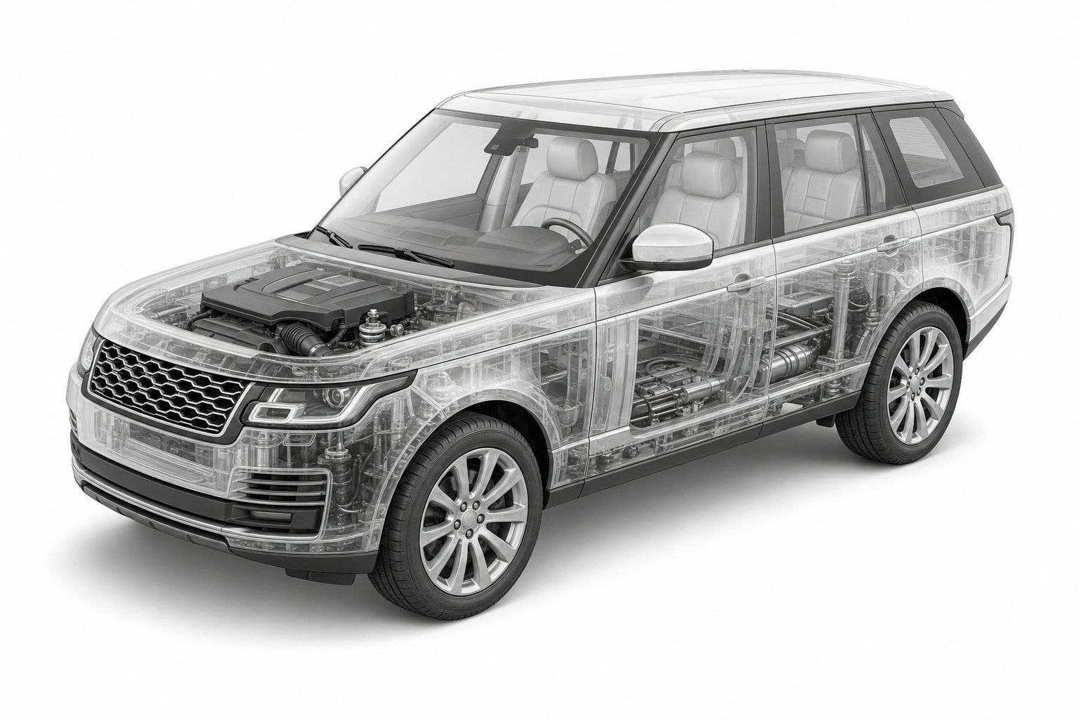 Przekrój modelu Land Rover Range Rover.