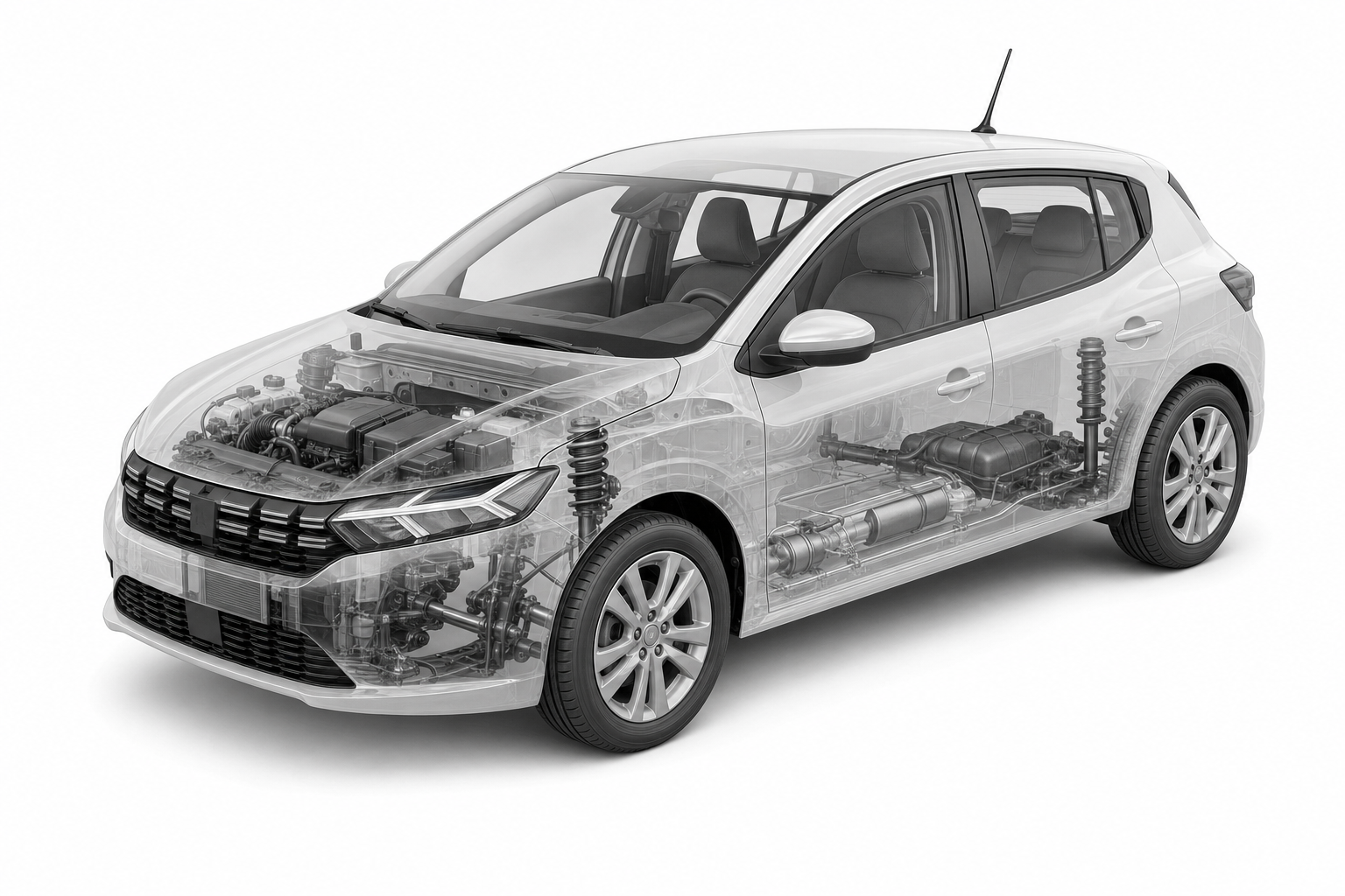 Przekrój modelu Dacia Sandero.
