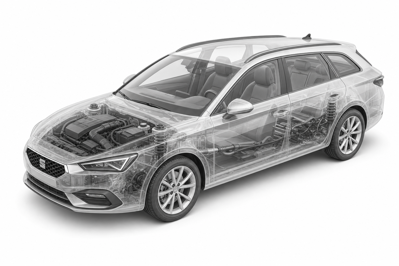 Przekrój modelu Seat Leon Sportstourer.