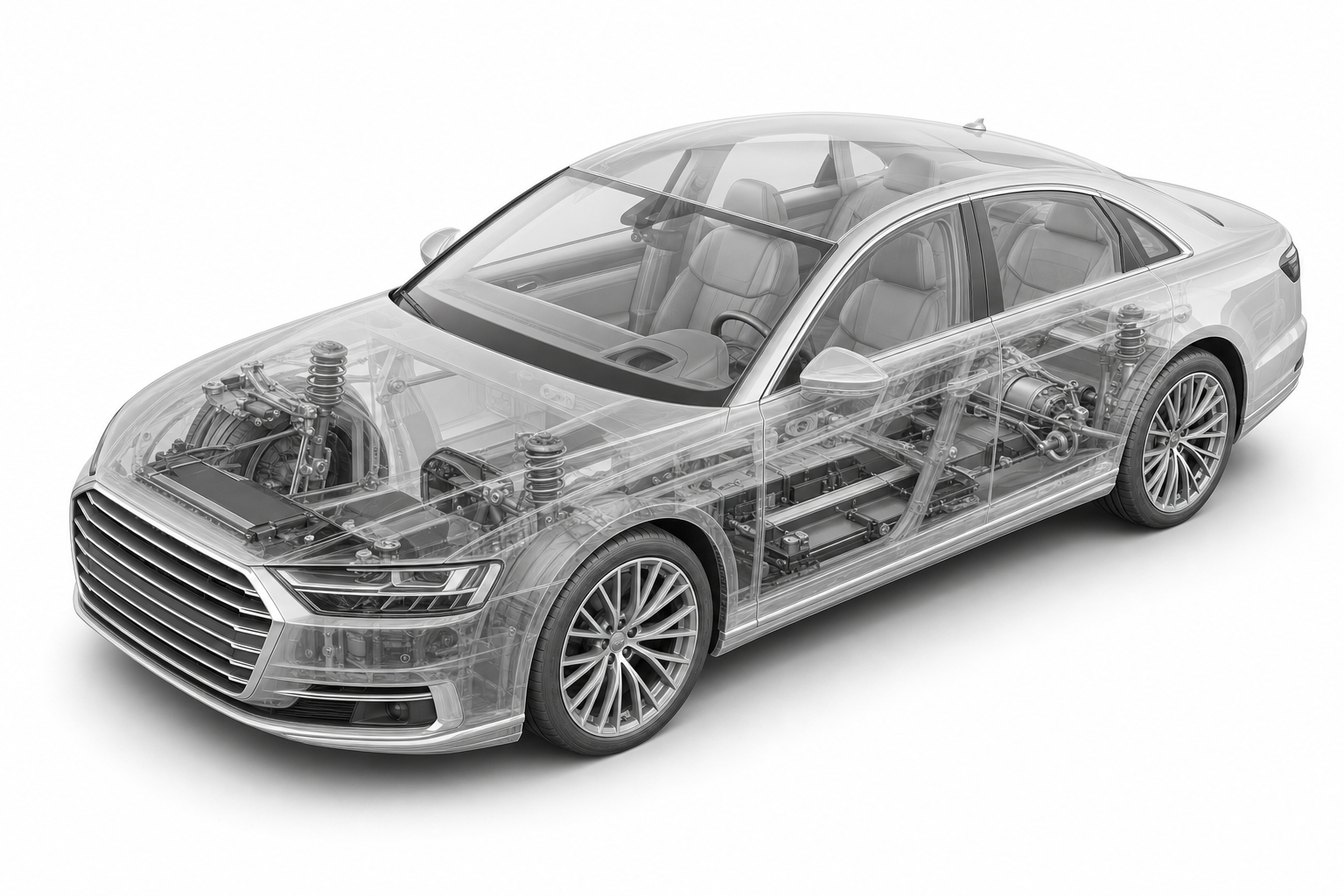 Przekrój modelu Audi A8.