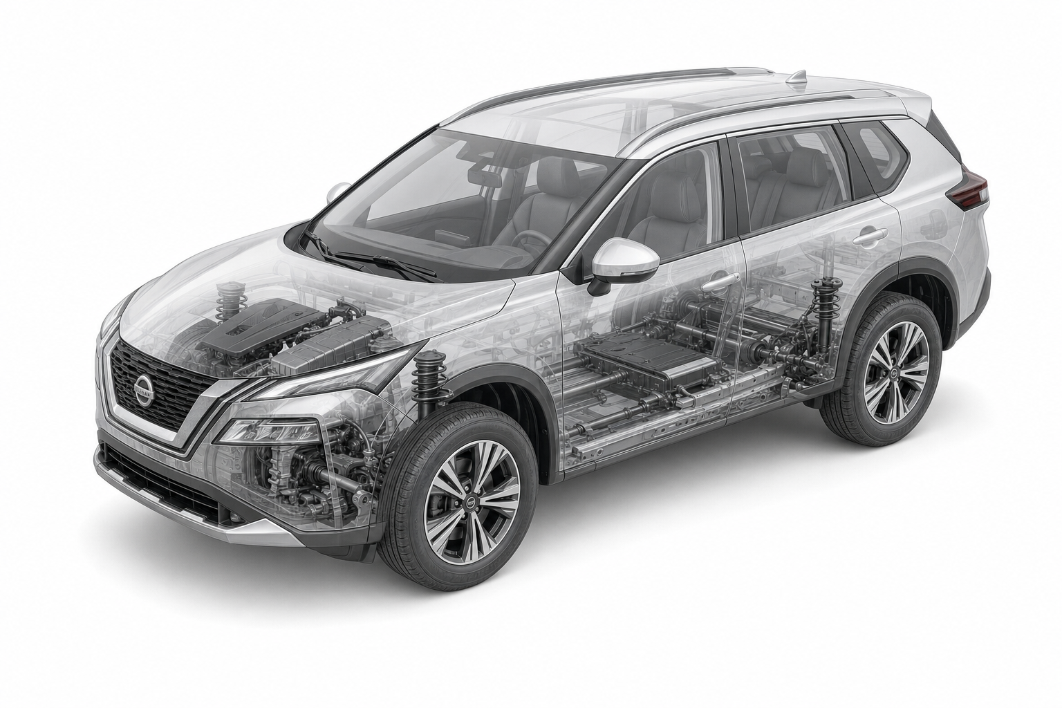 Przekrój modelu Nissan X-Trail.