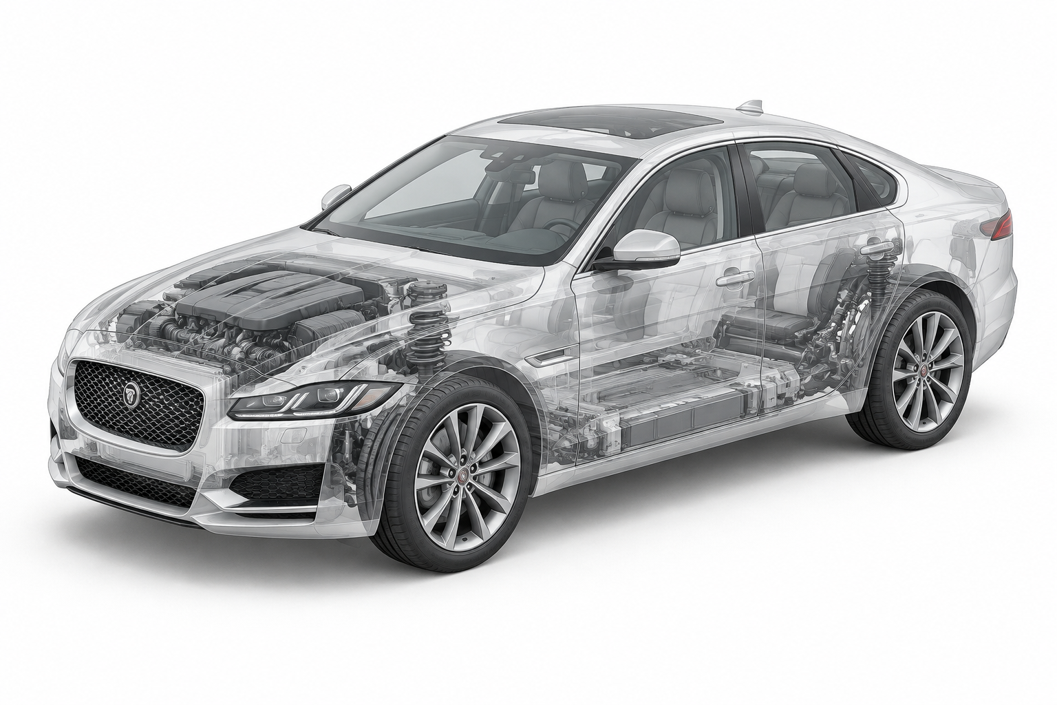 Przekrój modelu Jaguar XF.