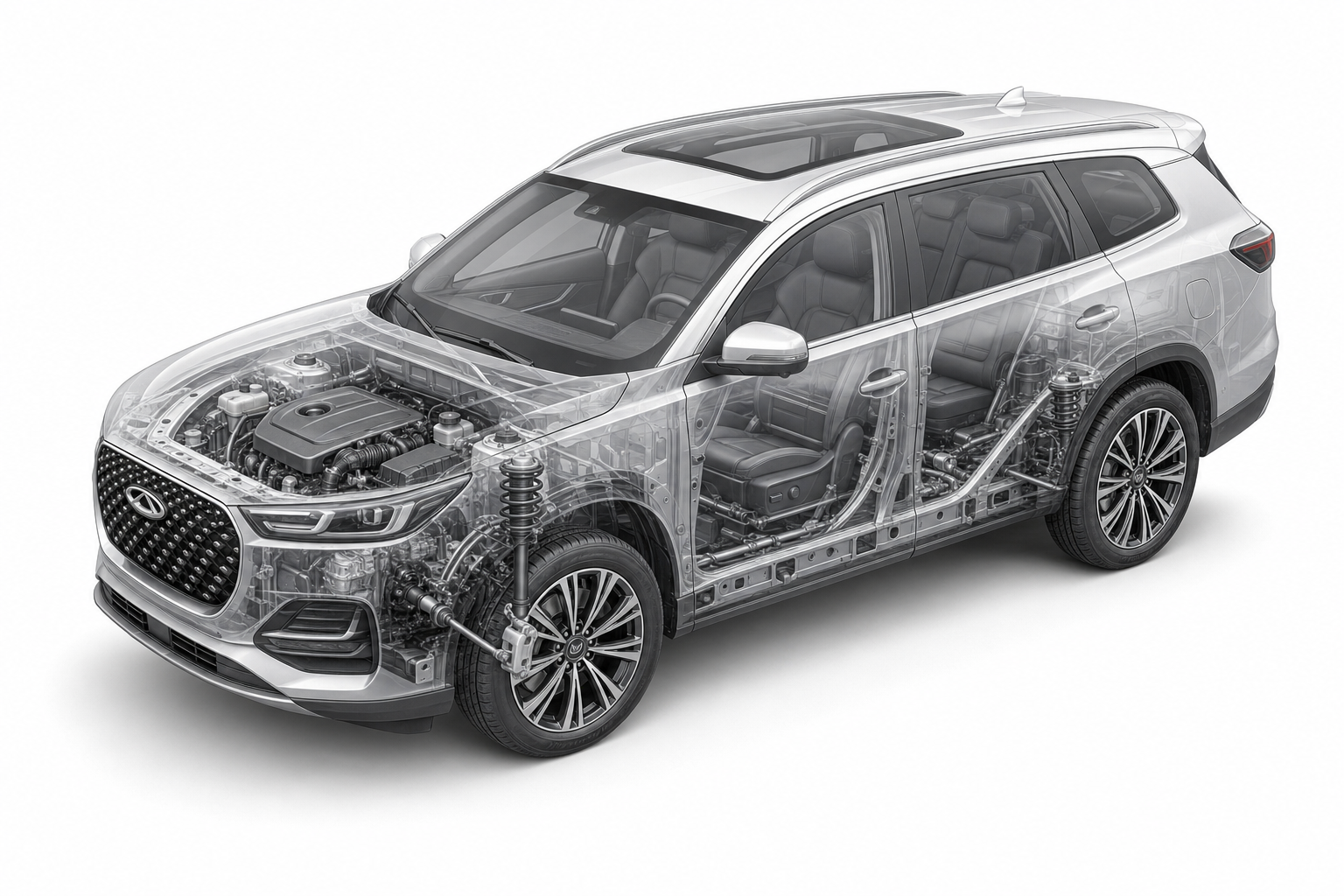 Przekrój modelu Chery Tiggo 8.
