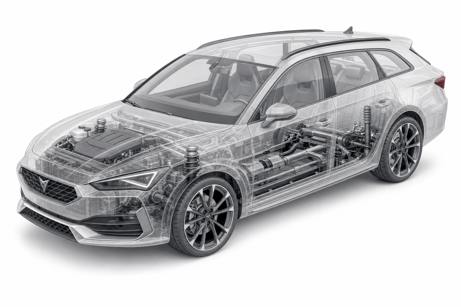 Przekrój modelu Cupra Leon Sportstourer.