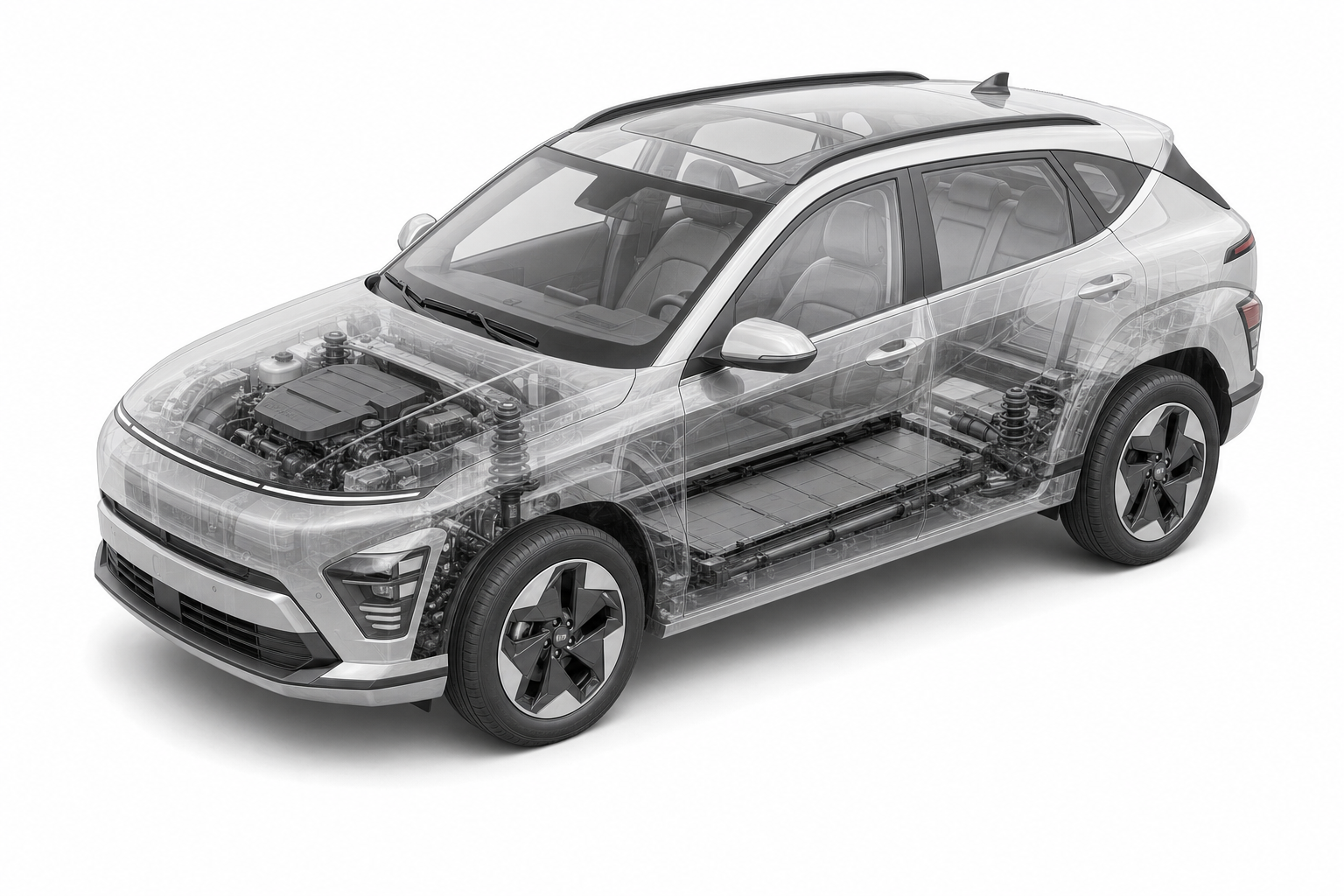Przekrój modelu Hyundai Kona.