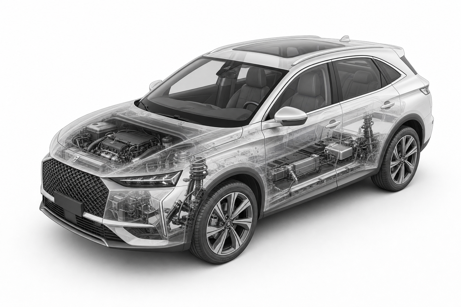Przekrój modelu DS Automobiles DS 7.