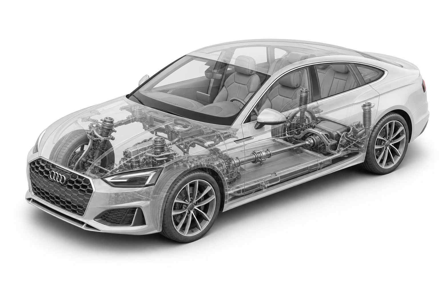 Przekrój modelu Audi A5.