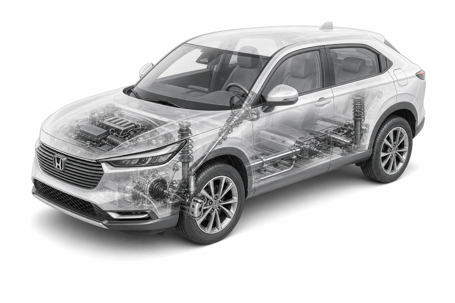 Przekrój modelu Honda HR-V.