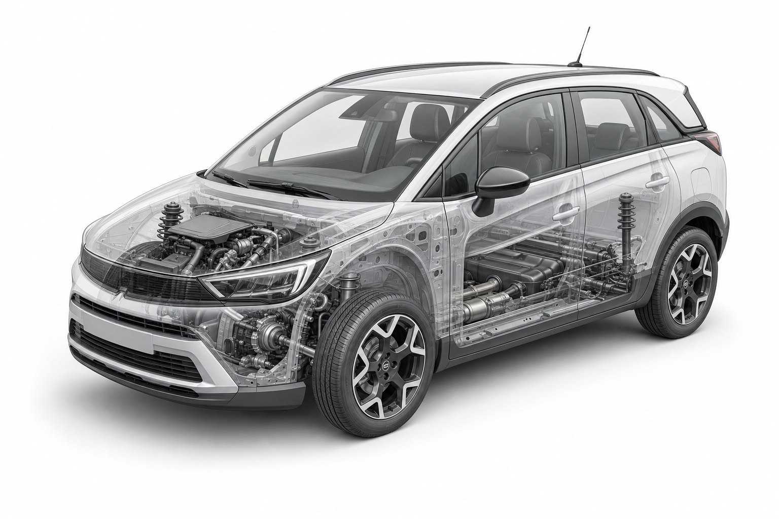 Przekrój modelu Opel Crossland.