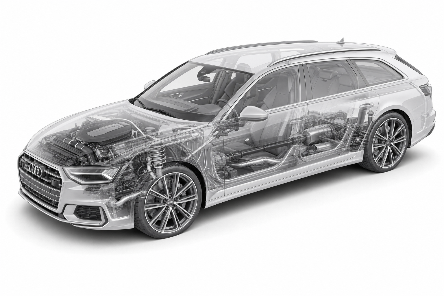 Przekrój modelu Audi S6 Avant.