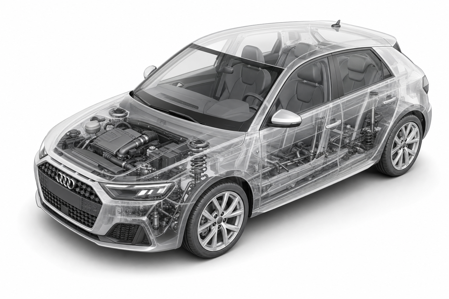Przekrój modelu Audi A1 Sportback.