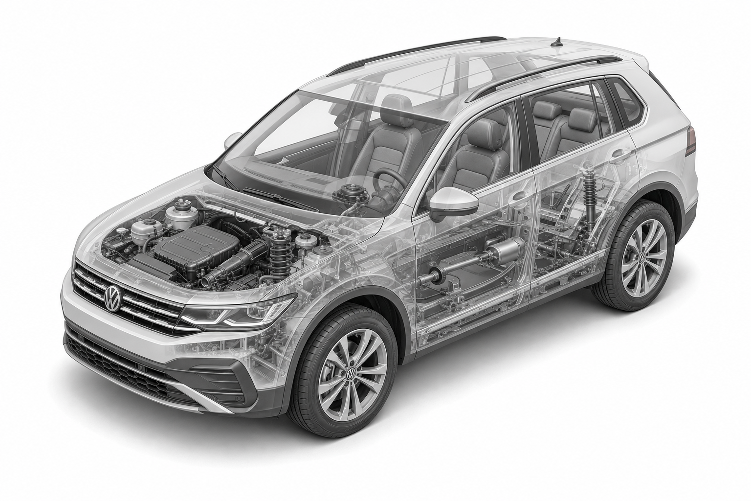 Przekrój modelu Volkswagen Tiguan.