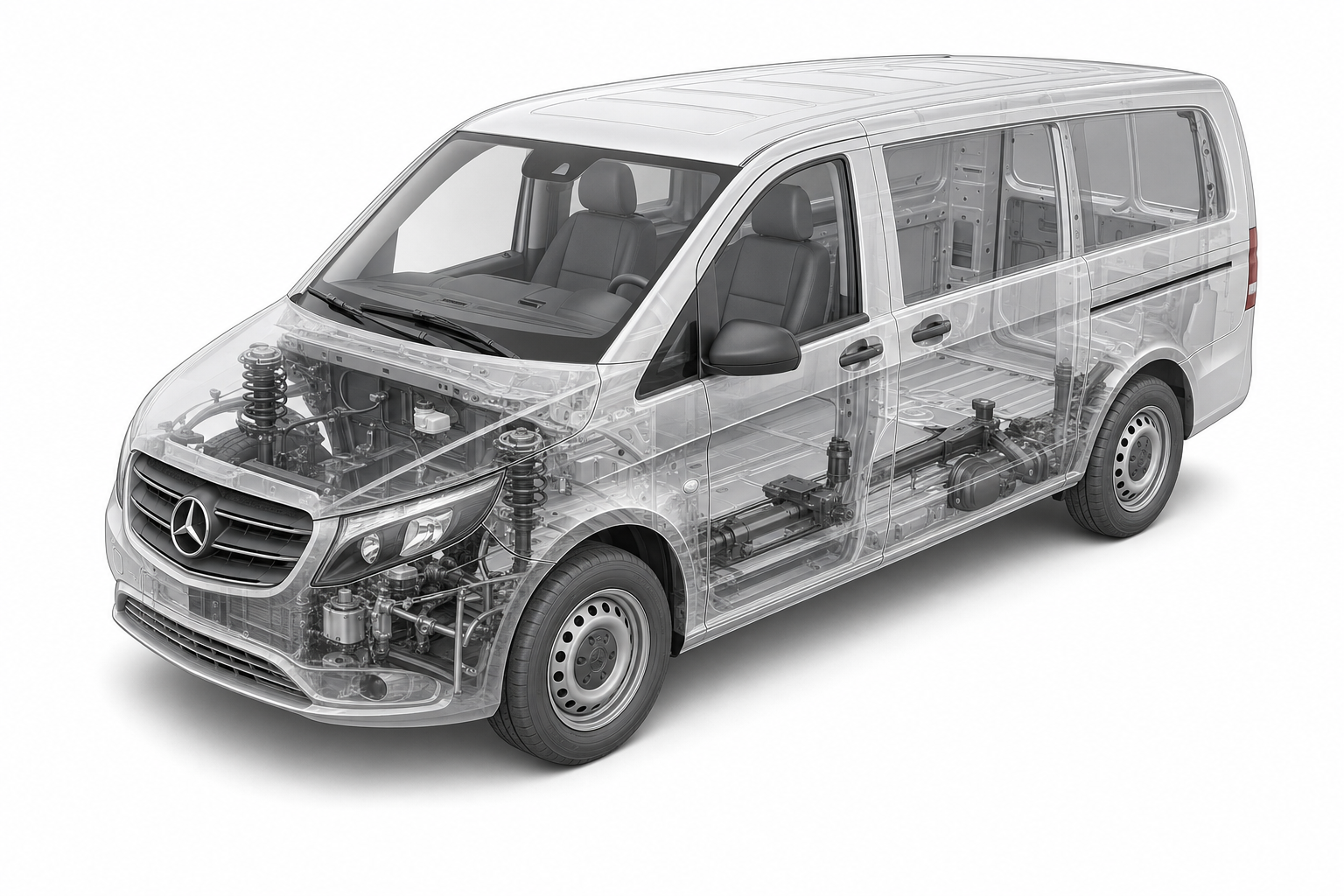 Przekrój modelu Mercedes-Benz Vito.