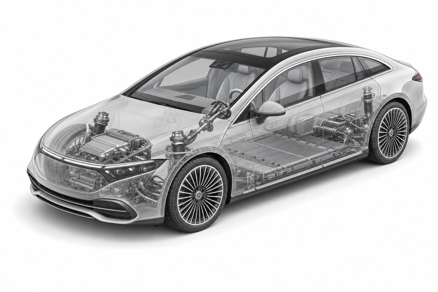 Przekrój modelu Mercedes-Benz EQS.