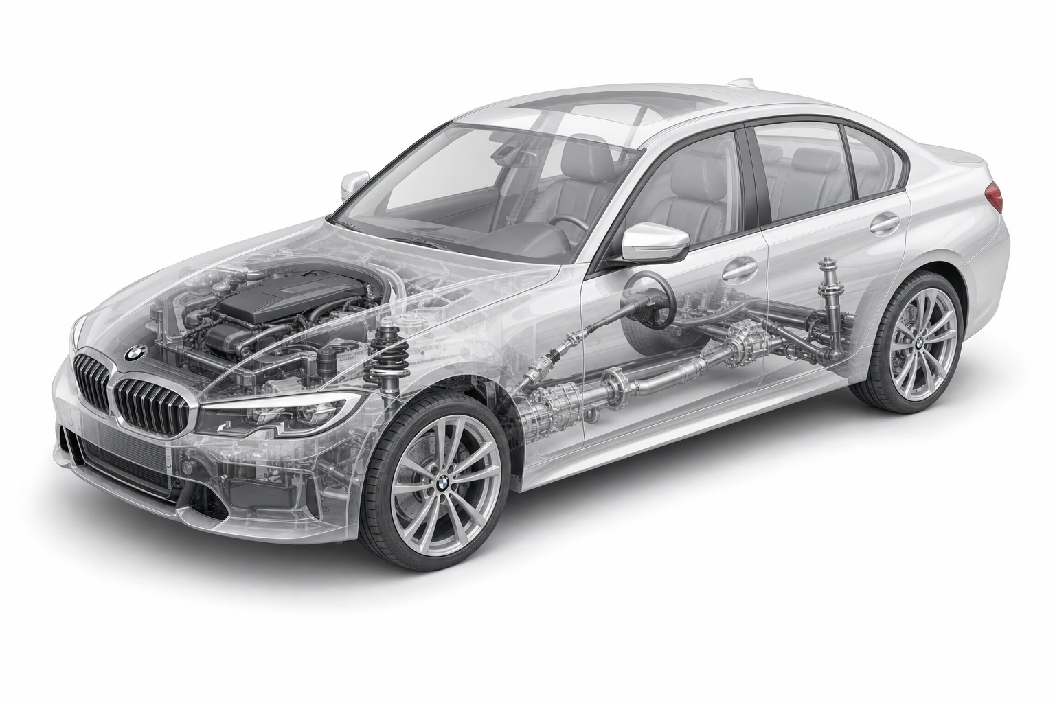 Przekrój modelu BMW Seria 3.