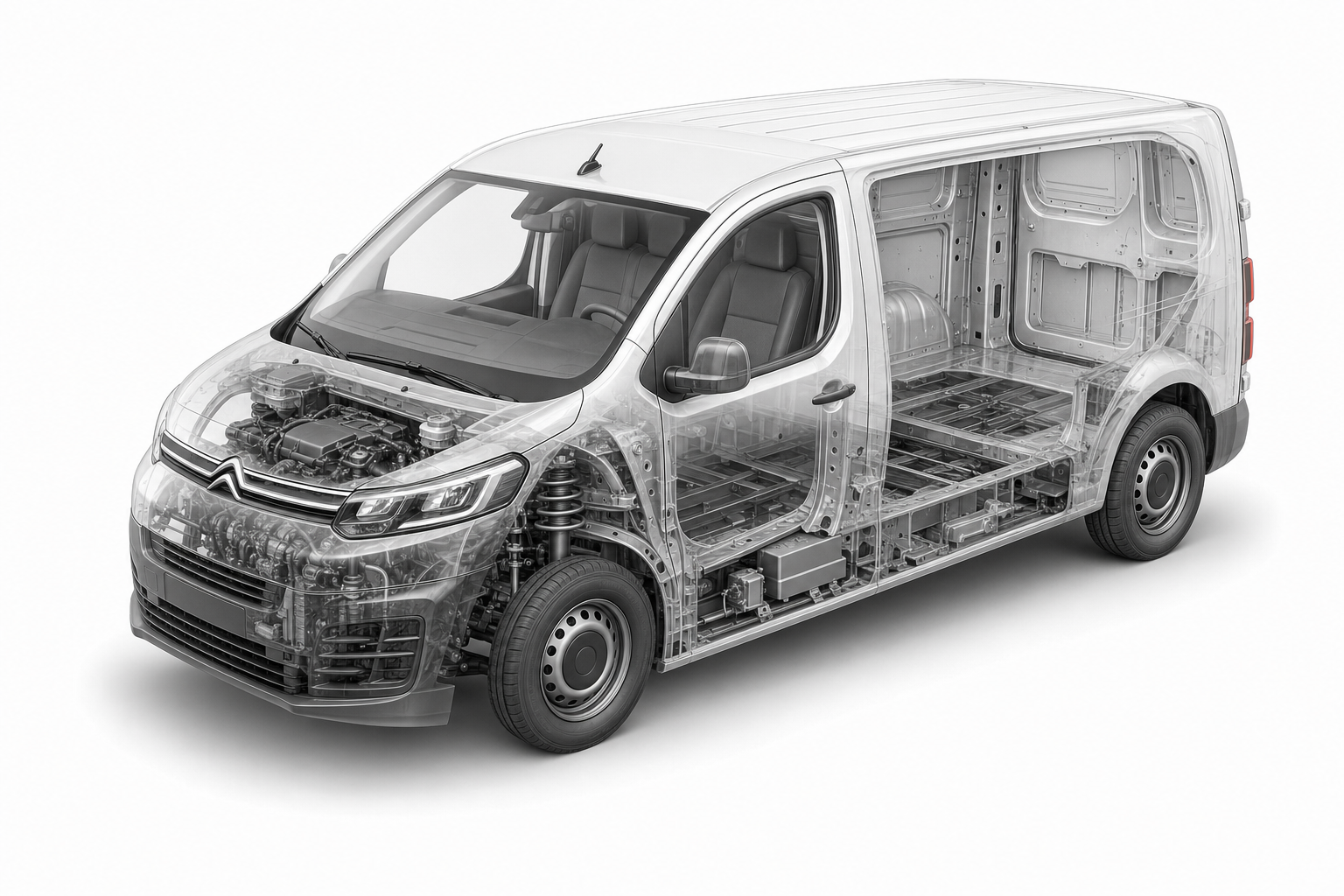 Przekrój modelu Citroën Jumpy.