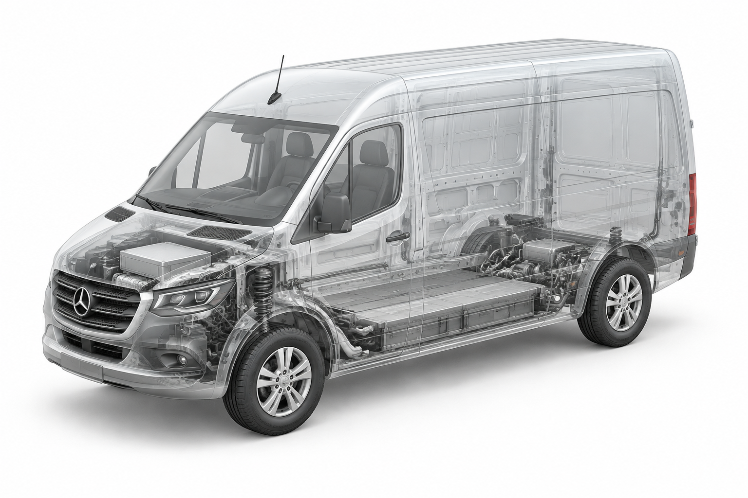 Przekrój modelu Mercedes-Benz eSprinter.