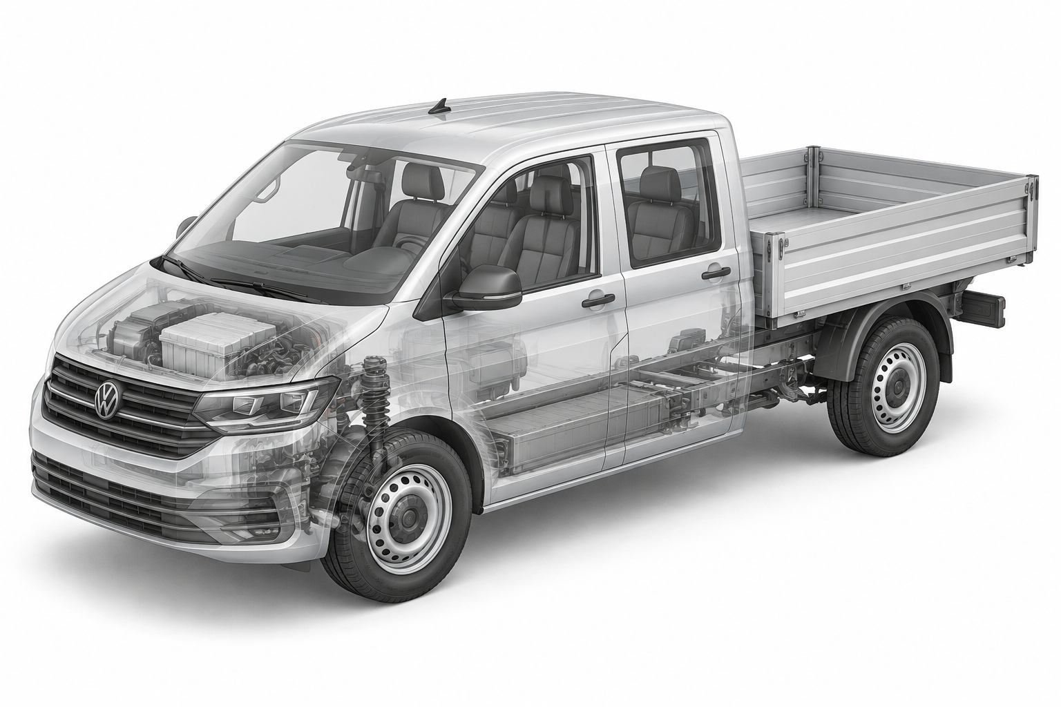Przekrój modelu Volkswagen Transporter T7 DOKA Skrzyniowy.