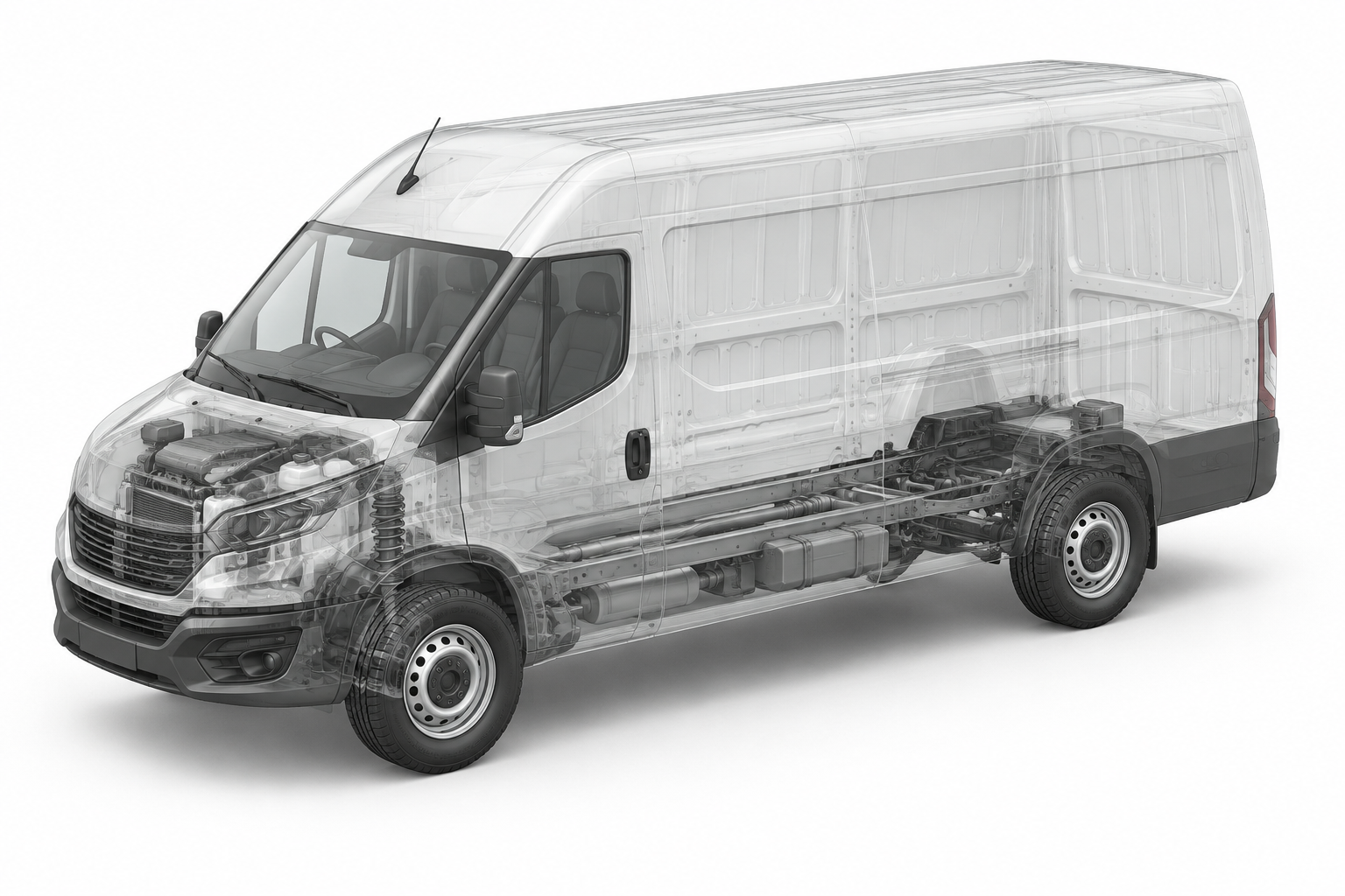 Przekrój modelu Iveco 35S16 furgon Max Długi.
