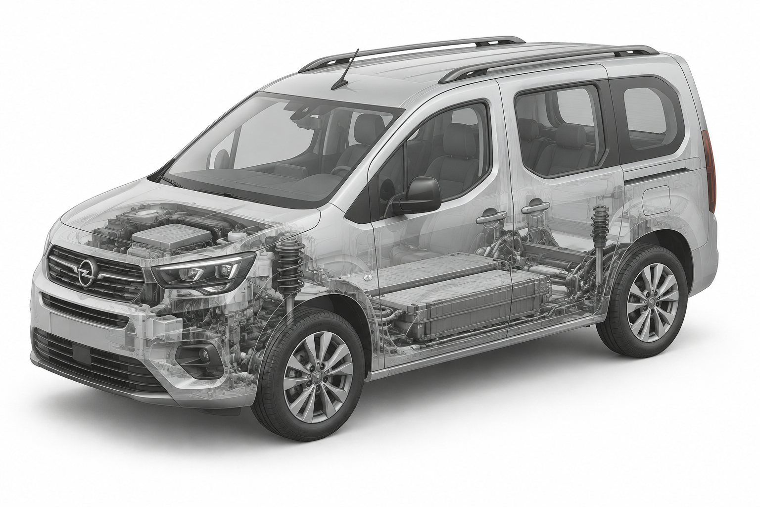 Przekrój modelu Opel Combo.