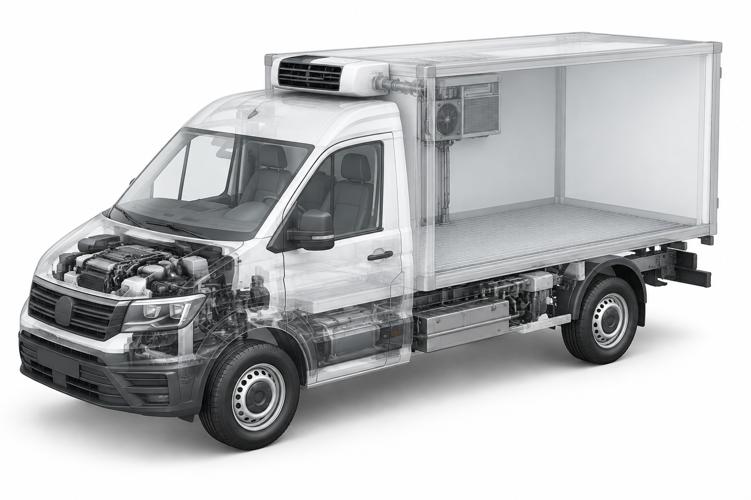Przekrój modelu MAN TGE 5.160 4X2F Kontener Izotermiczny + Agregat.