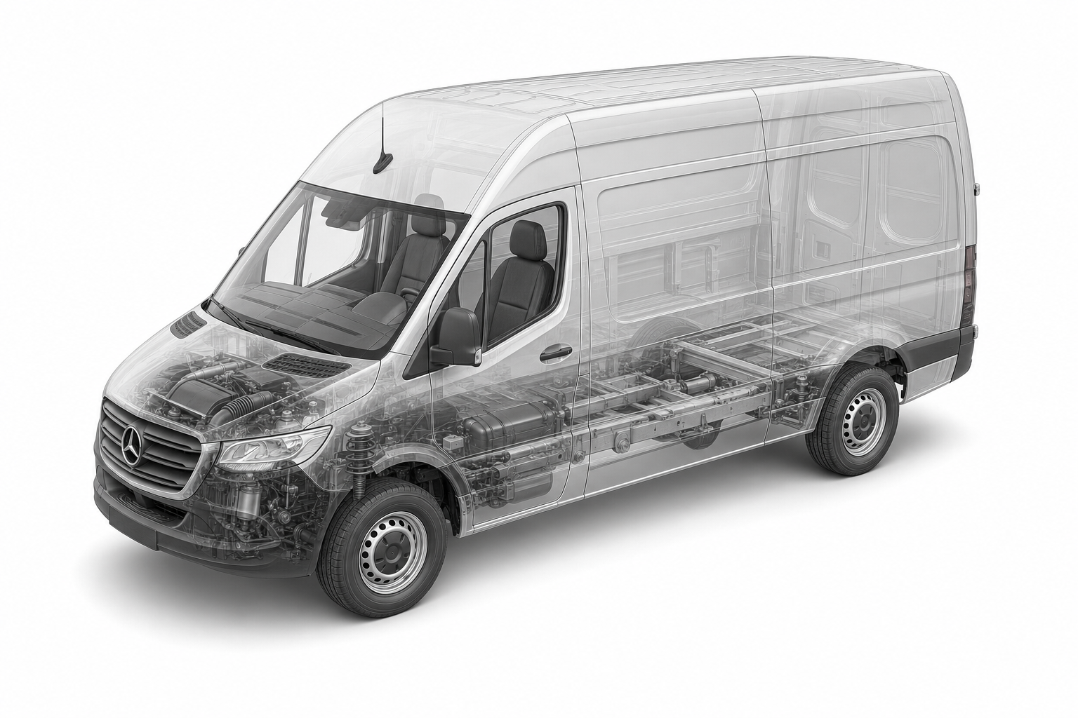 Przekrój modelu Mercedes-Benz Sprinter.