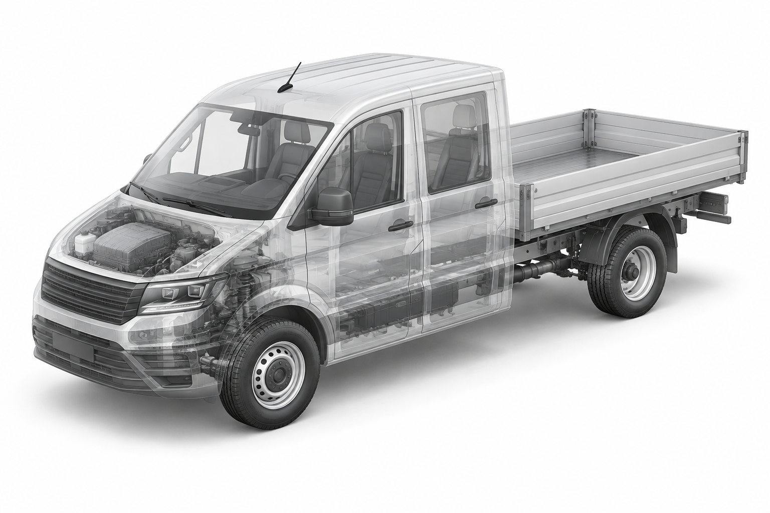 Przekrój modelu Volkswagen Crafter Skrzyniowy.