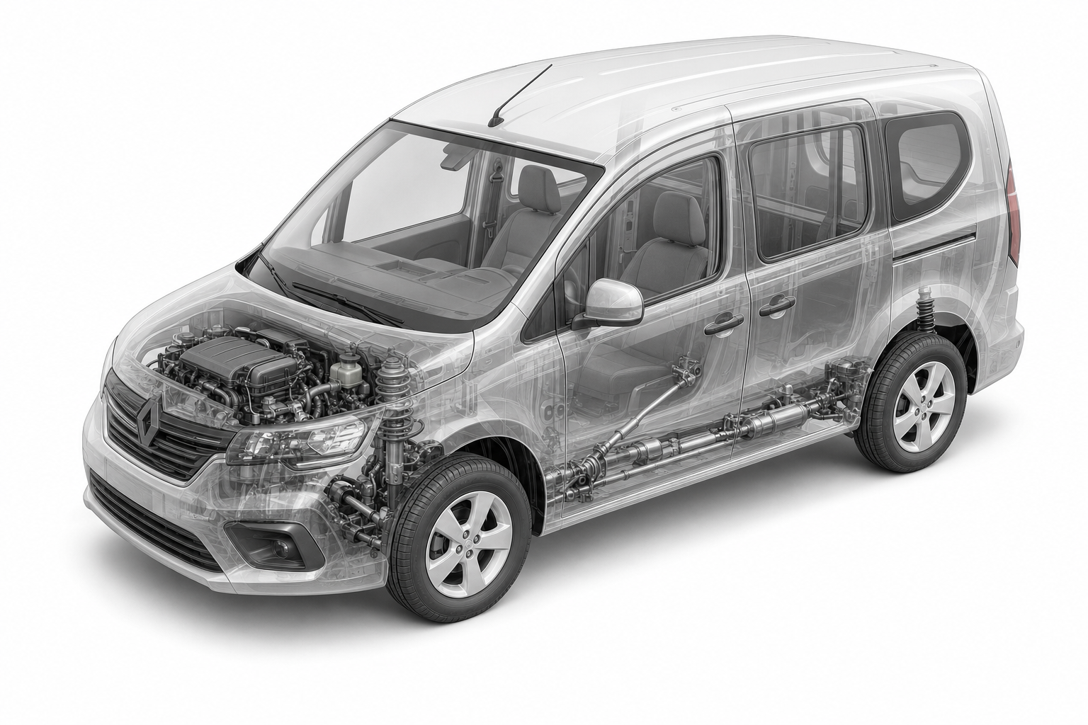 Przekrój modelu Renault Kangoo.