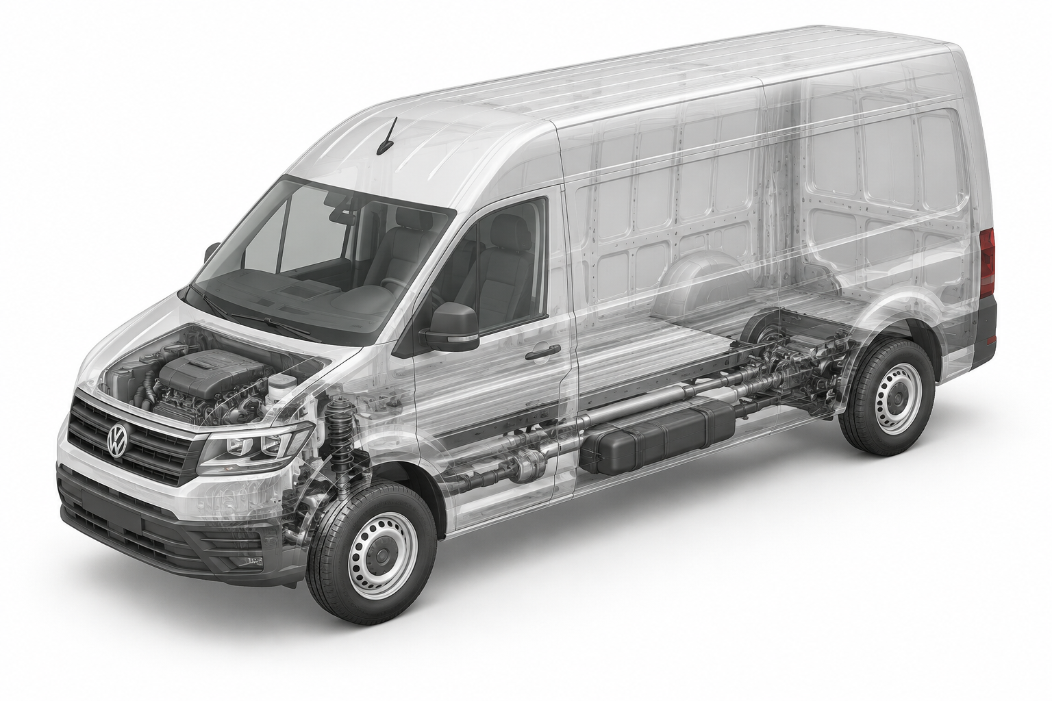 Przekrój modelu Volkswagen Crafter Furgon L4 H2 / 2.0 TDI 140 KM / 4490 mm / Wysoki dach.