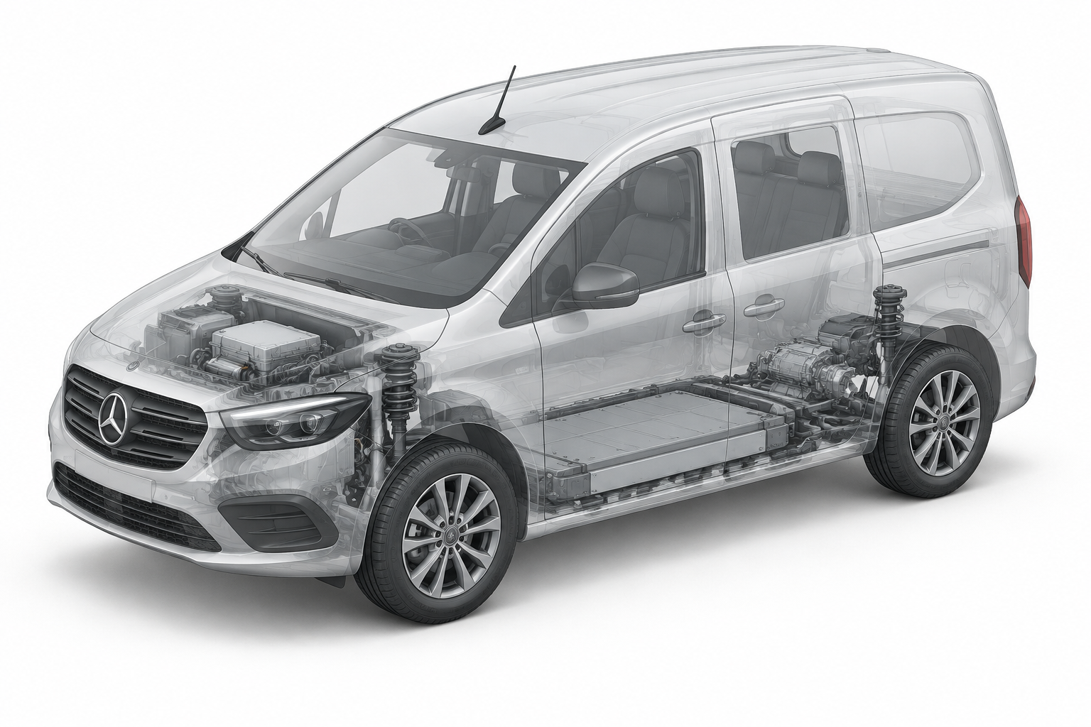Przekrój modelu Mercedes-Benz eCitan.