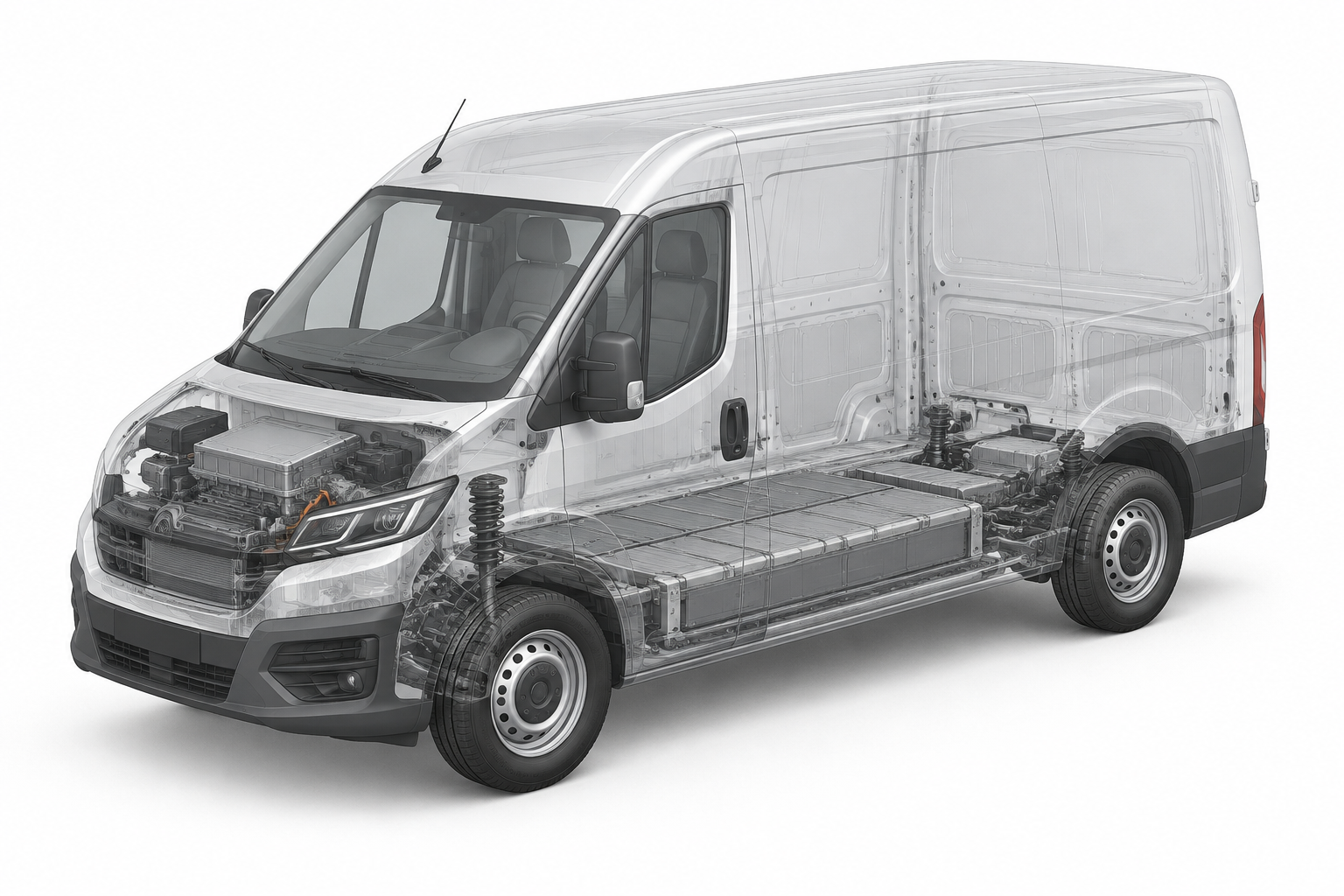 Przekrój modelu Iveco eDaily 35S14EV 74kWh.