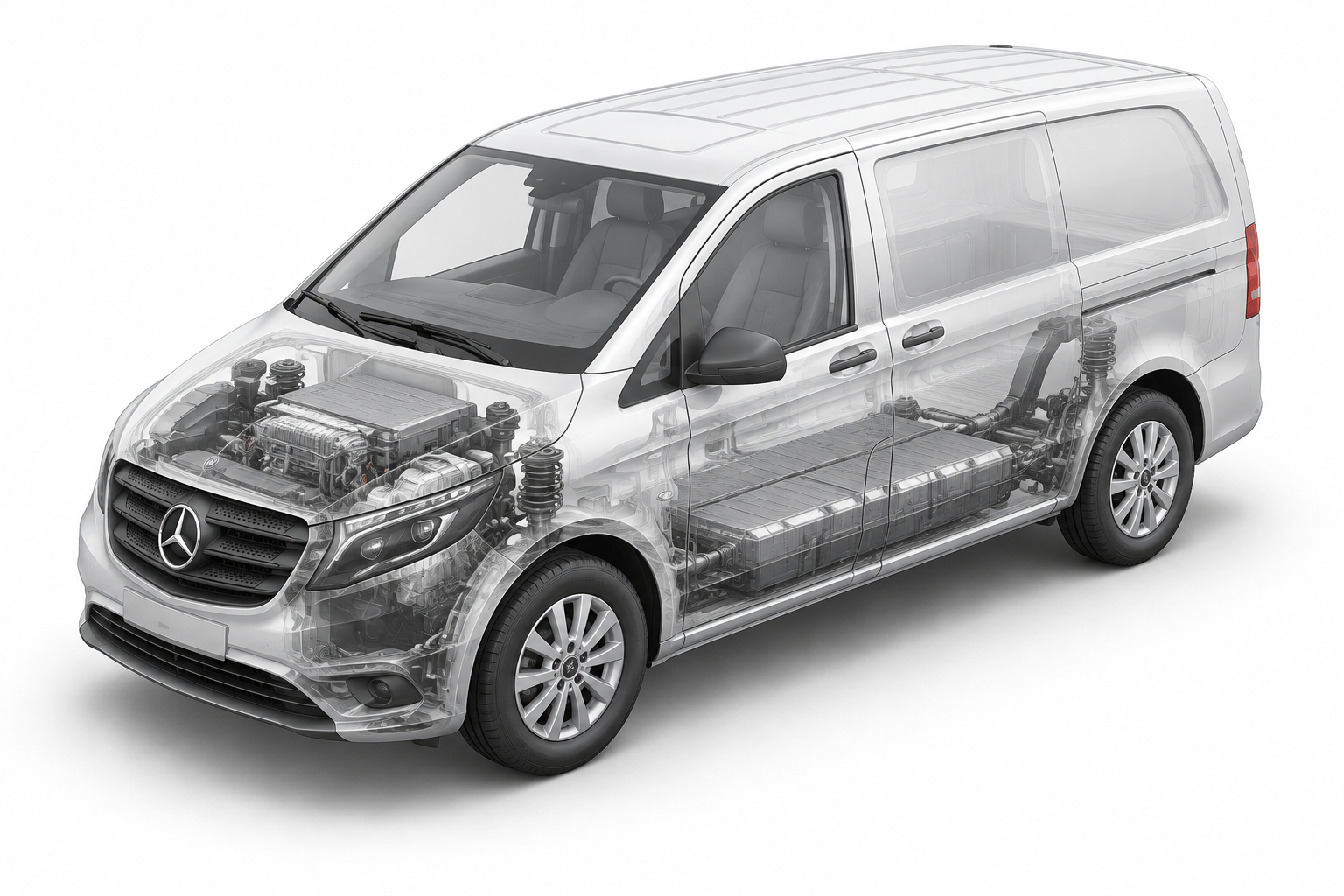 Przekrój modelu Mercedes-Benz eVito.