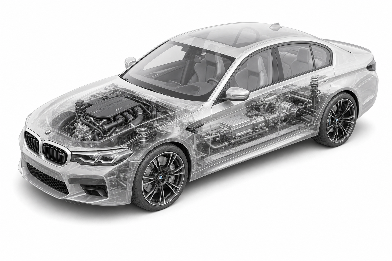 Przekrój modelu BMW M5.
