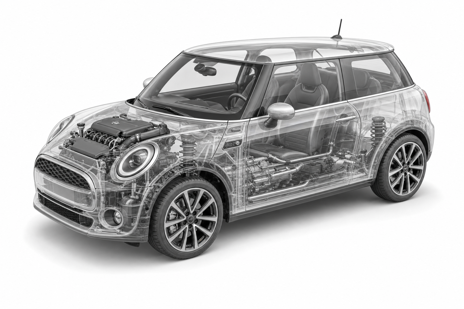 Przekrój modelu MINI Cooper S.