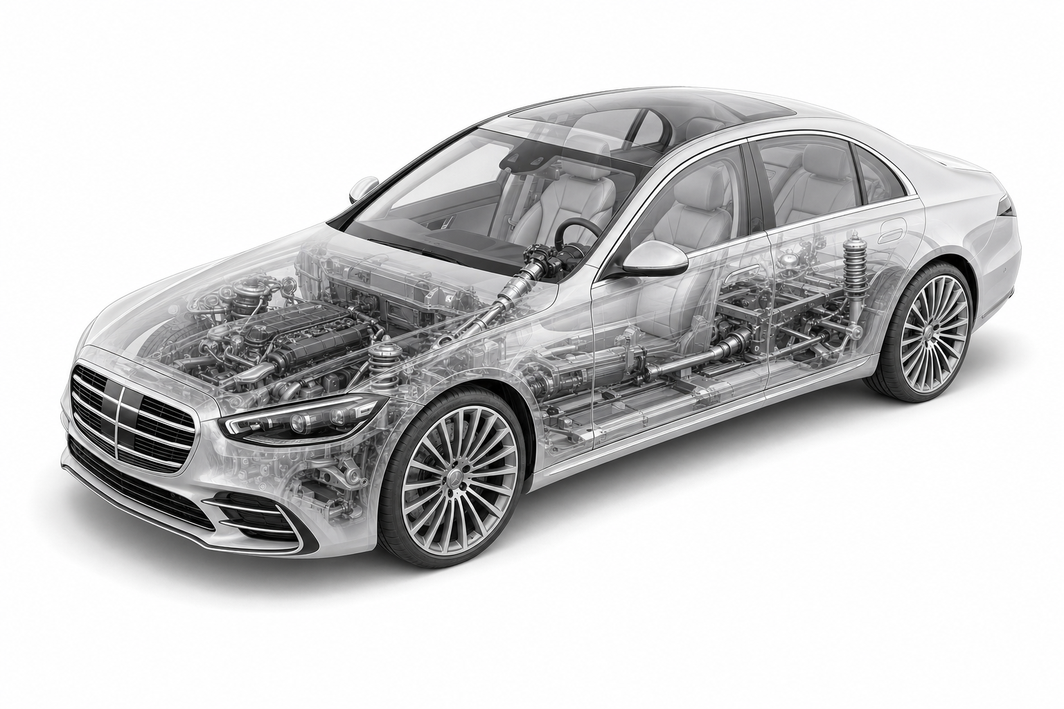 Przekrój modelu Mercedes-Benz Klasa S.