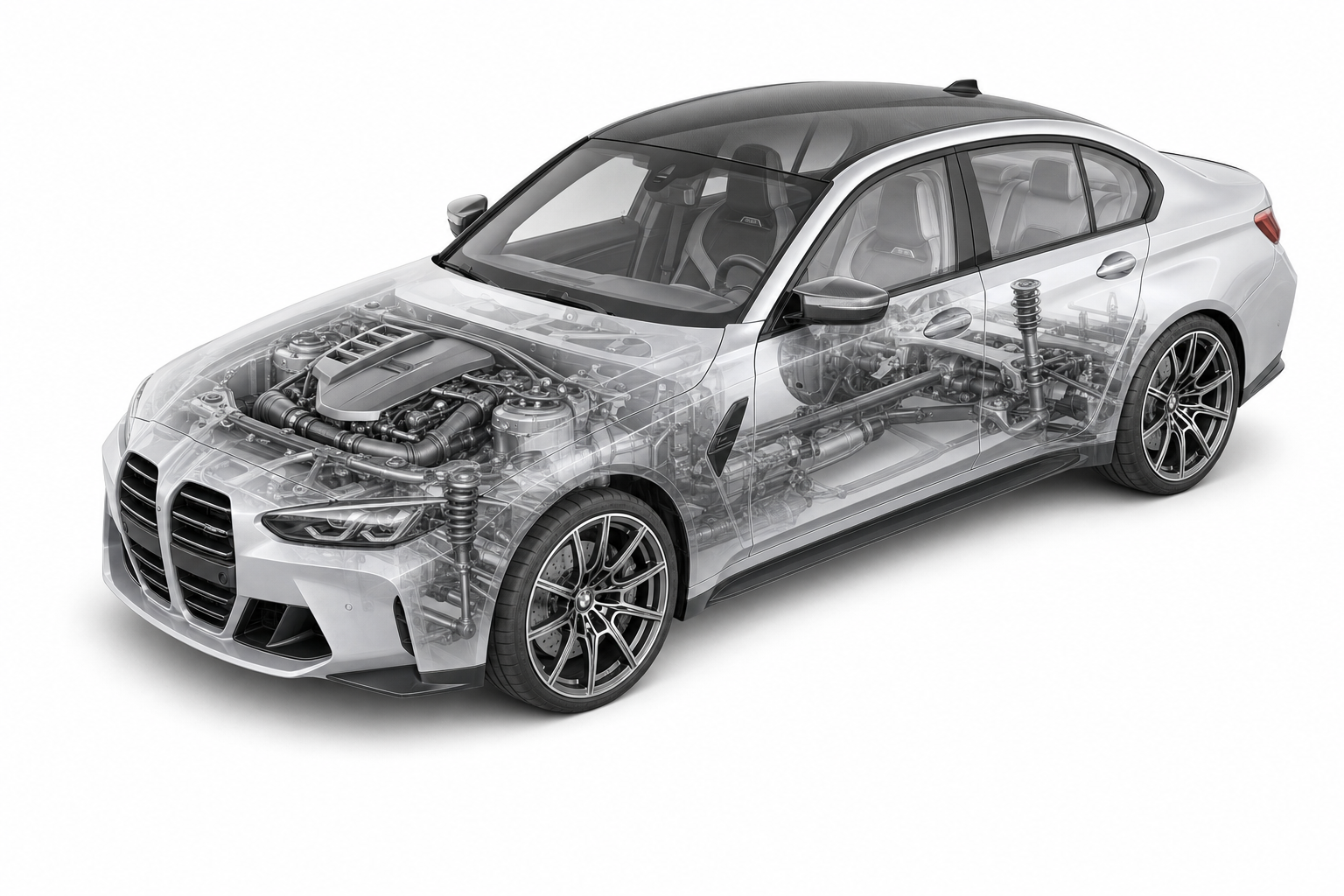 Przekrój modelu BMW M3.