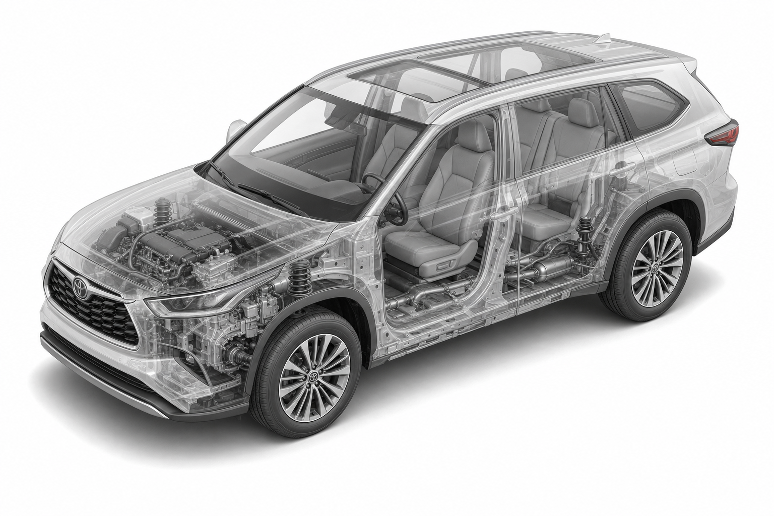 Przekrój modelu Toyota Highlander.